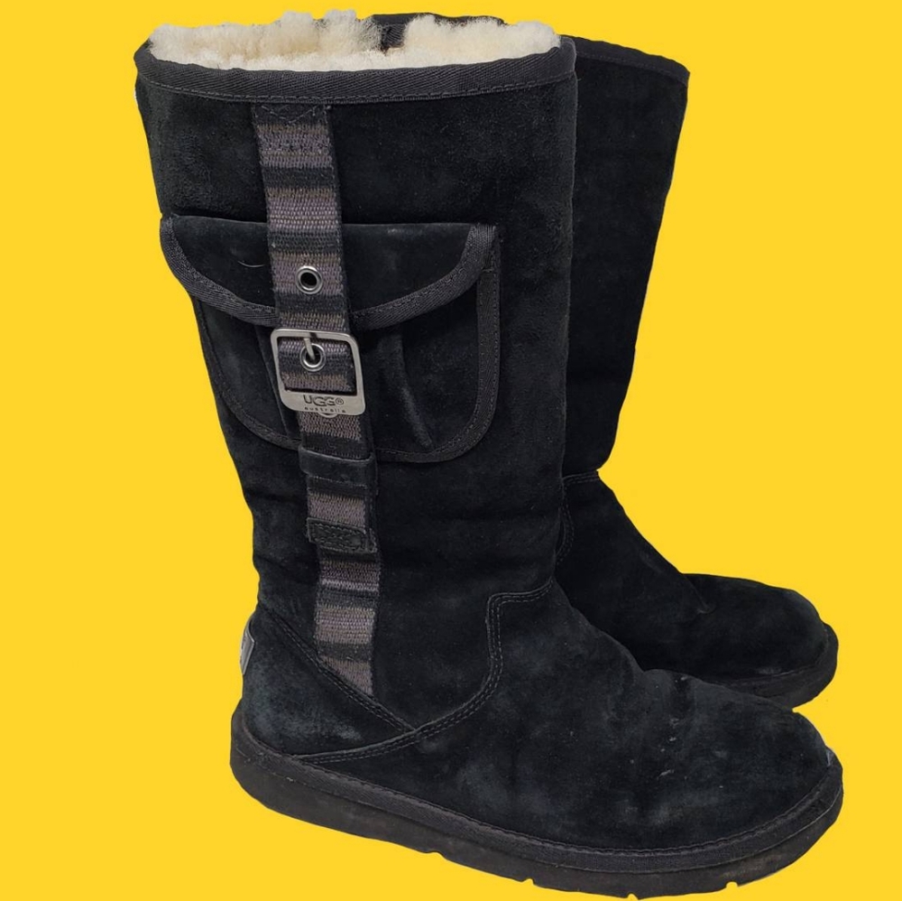 UGG Australia S/N 1895 Black Zip-Up Cargo Pocket Boots- Size US 6